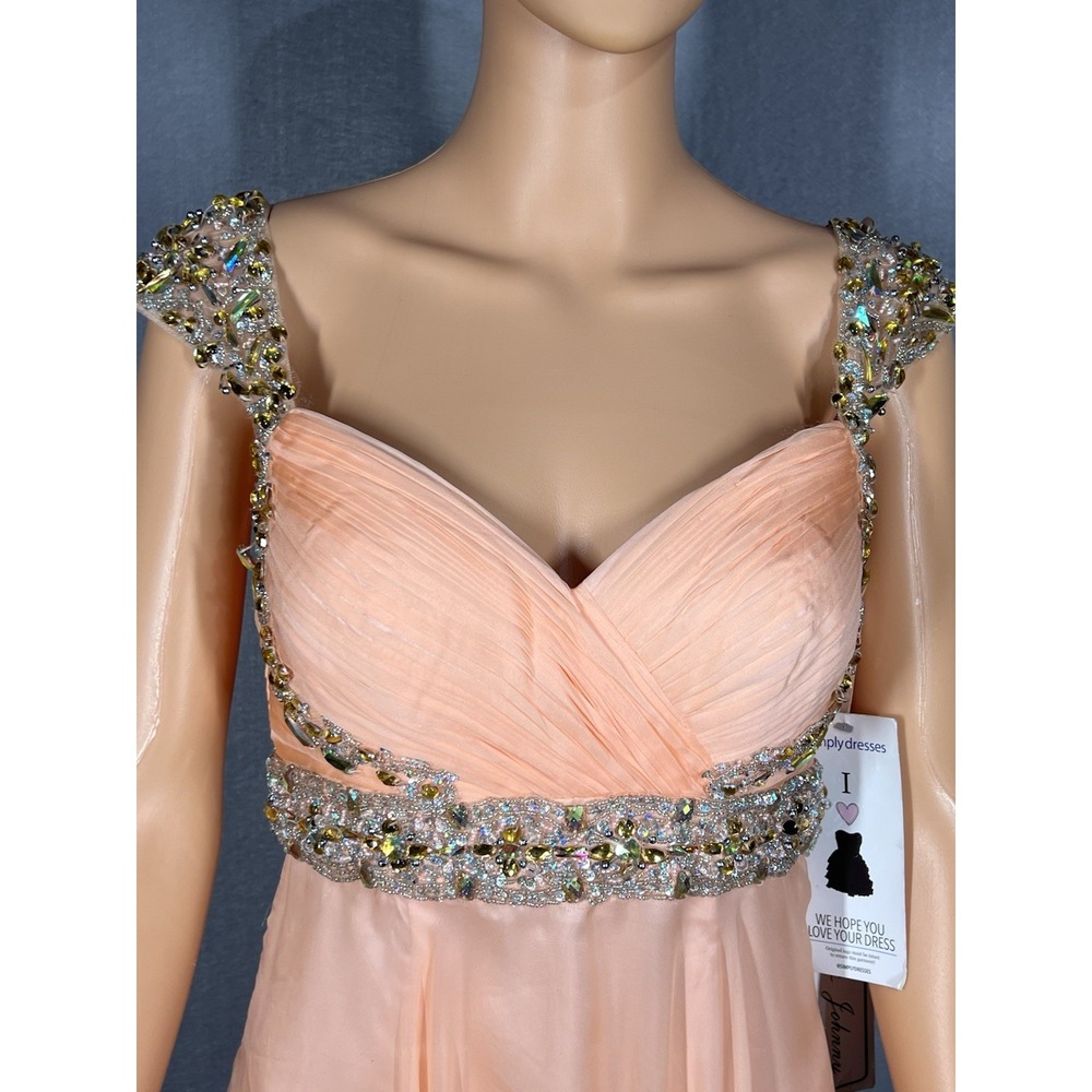 Dave And Johnny Long Peach Dress Size 3/4 - Picture 5 of 10